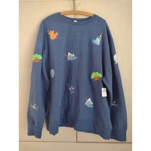 Disney Parks Park Life Icons Embroidered Sweatshirt Unisex XXL Aop Disneyland